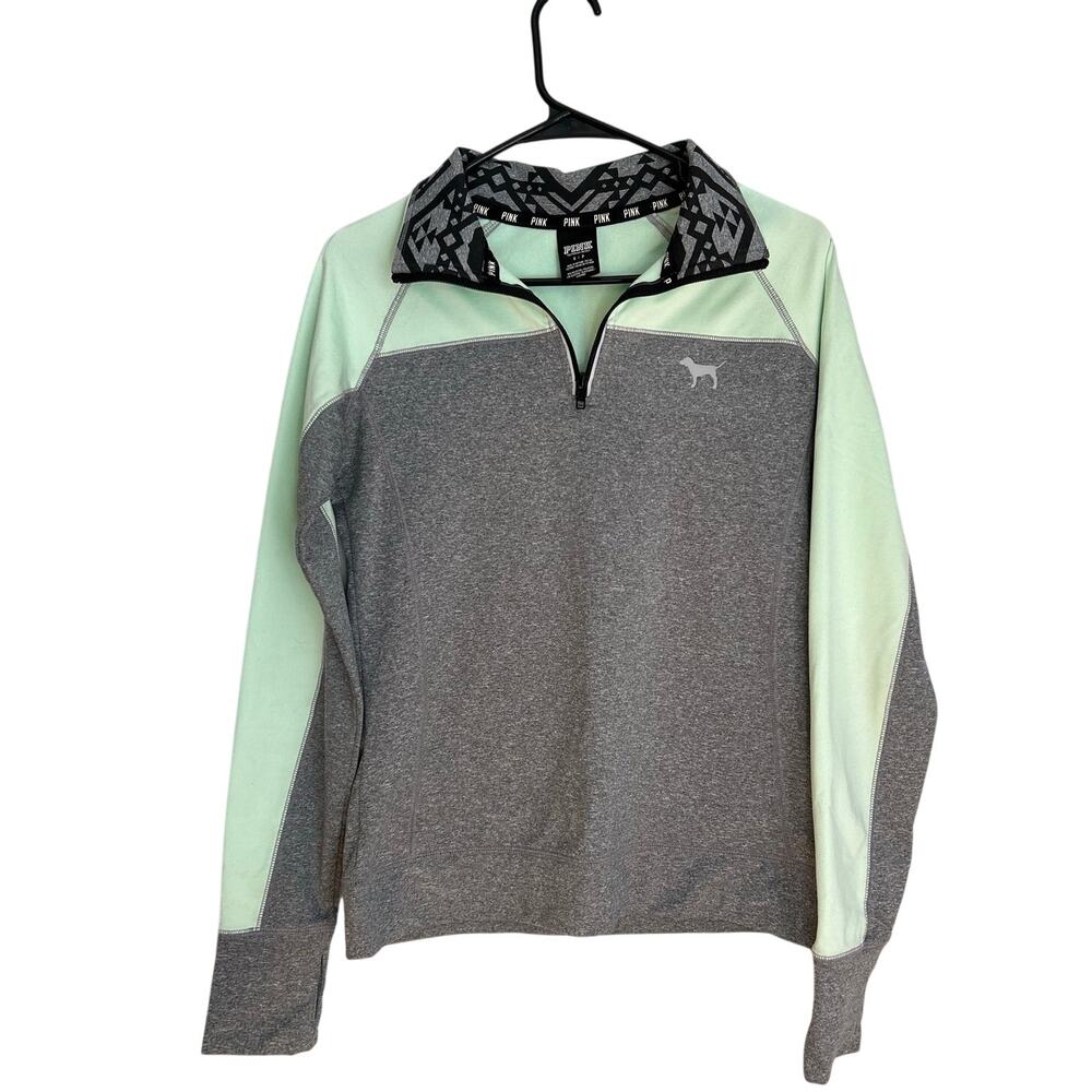 Pink Victoria Secret Aztec Trim Half-Zip Activewear Pullover Sweatshirt Size S